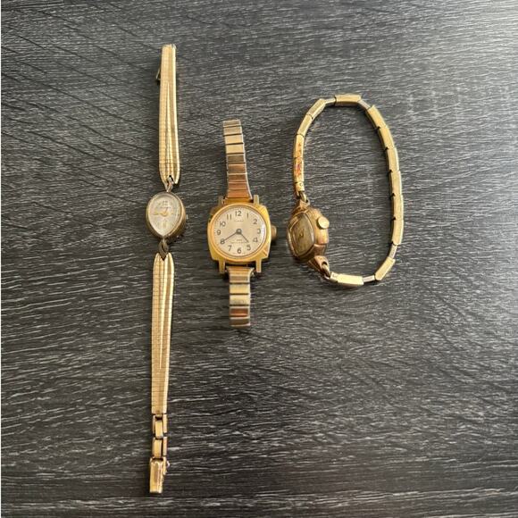 Lot of 3 VTG Womens Wristwatches Helbros Timex Waltham 2 Gold Filled UNtested